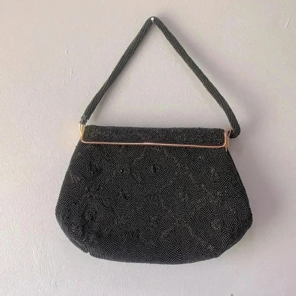 Vintage Handbags - Vintage 30’s French hand beaded brass clutch purse